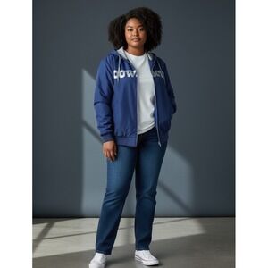 NFL‎ Branded Dallas Cowboys Ladies Reversible Hooded Navy/Gray Jacket Coat Sz 2X